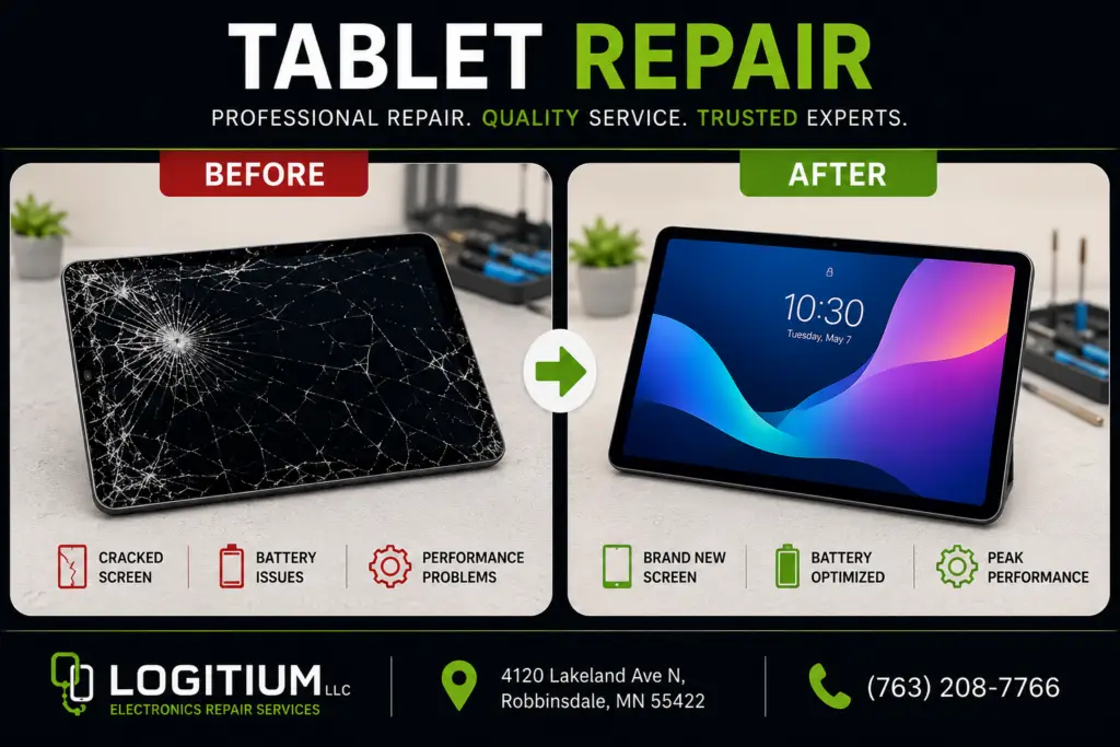 Tablet repair service in Robbinsdale MN by Logitium LLC